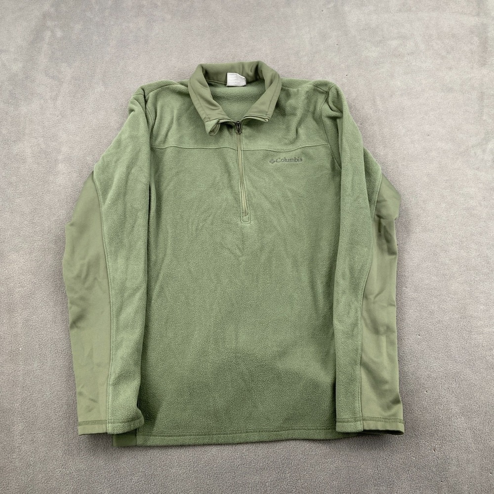 Columbia Klamath Range II Half Zip Fleece Jacket Mens Small Green 1/4 Zip Hiking
